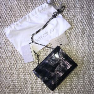 NEW: Jimmy Choo Black Metallic “Candy” Clutch